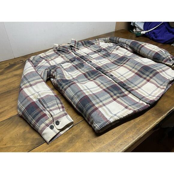 Wrangler Sherpa Lined Plaid Flannel Jacket Shirt Men’s Size Medium Shacket - Picture 5 of 12